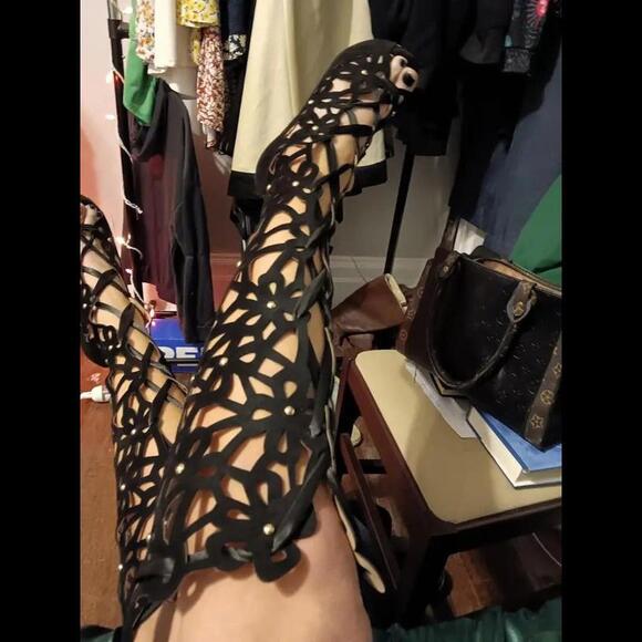 NEW Sexy Boots Stiletto Cut-out Zipper Heel Boot Size 9.5 - Picture 5 of 12